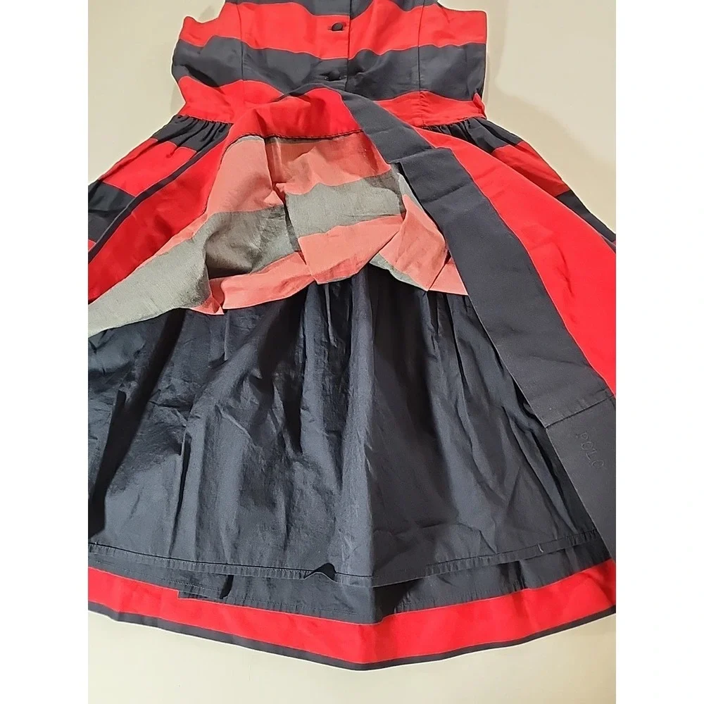 Ralph Lauren‎ Girls 16 Striped Dress Navy Red Sleeveless Preppy Party Holiday